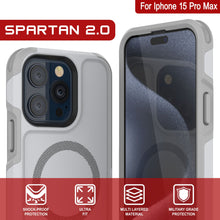 Cargar imagen en el visor de la galería, Funda para iPhone 15 Pro Max PunkCase, Serie Spartan 2.0, Cubierta Resistente Transparente de Alta Protección con Protector de Pantalla Incorporado [blanco]
