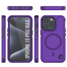 Load image into Gallery viewer, Funda PunkCase para iPhone 15 Pro Max, serie Spartan 2.0, resistente y transparente, con protector de pantalla incorporado [color morado].

