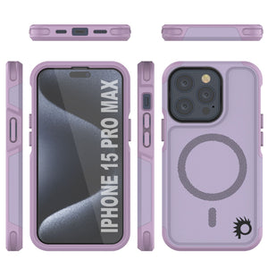 Funda PunkCase para iPhone 15 Pro Max, [Serie Spartan 2.0] Cubierta resistente transparente de servicio pesado con protector de pantalla incorporado [lila]