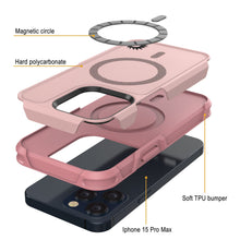 Cargar imagen en el visor de la galería, Funda PunkCase para iPhone 15 Pro Max, Serie Spartan 2.0, cubierta transparente resistente y resistente, con protector de pantalla incorporado [rosa]
