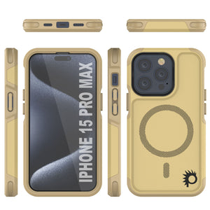 Funda PunkCase para iPhone 15 Pro Max, Serie Spartan 2.0, resistente transparente, cubierta robusta con protector de pantalla incorporado [amarillo]
