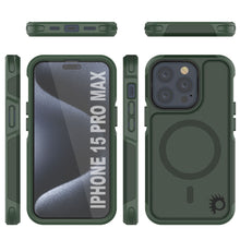 Load image into Gallery viewer, Funda PunkCase iPhone 15 Pro Max, [Serie Spartan 2.0] Cubierta Resistente Transparente con Protector de Pantalla Incorporado [verde oscuro]
