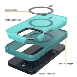 Funda PunkCase para iPhone 15 Pro Max, Serie Spartan 2.0, cubierta clara resistente y de gran resistencia con protector de pantalla incorporado [Azul]