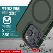 Load image into Gallery viewer, Funda PunkCase iPhone 15 Pro Max, [Serie Spartan 2.0] Cubierta Resistente Transparente con Protector de Pantalla Incorporado [verde oscuro]
