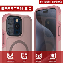 Cargar imagen en el visor de la galería, Funda PunkCase para iPhone 15 Pro Max, Serie Spartan 2.0, cubierta transparente resistente y resistente, con protector de pantalla incorporado [rosa]
