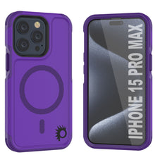 Load image into Gallery viewer, Funda PunkCase para iPhone 15 Pro Max, serie Spartan 2.0, resistente y transparente, con protector de pantalla incorporado [color morado].
