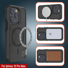 Cargar imagen en el visor de la galería, Funda PunkCase iPhone 15 Pro Max, [Serie Spartan 2.0] Funda Transparente Resistente y Robusta con Protector de Pantalla Incorporado [Negro]
