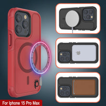Cargar imagen en el visor de la galería, Cubierta PunkCase para iPhone 15 Pro Max, Serie Spartan 2.0, Transparente, Resistente y Resistente con Protector de Pantalla Incorporado [rojo]
