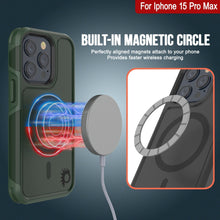 Load image into Gallery viewer, Funda PunkCase iPhone 15 Pro Max, [Serie Spartan 2.0] Cubierta Resistente Transparente con Protector de Pantalla Incorporado [verde oscuro]
