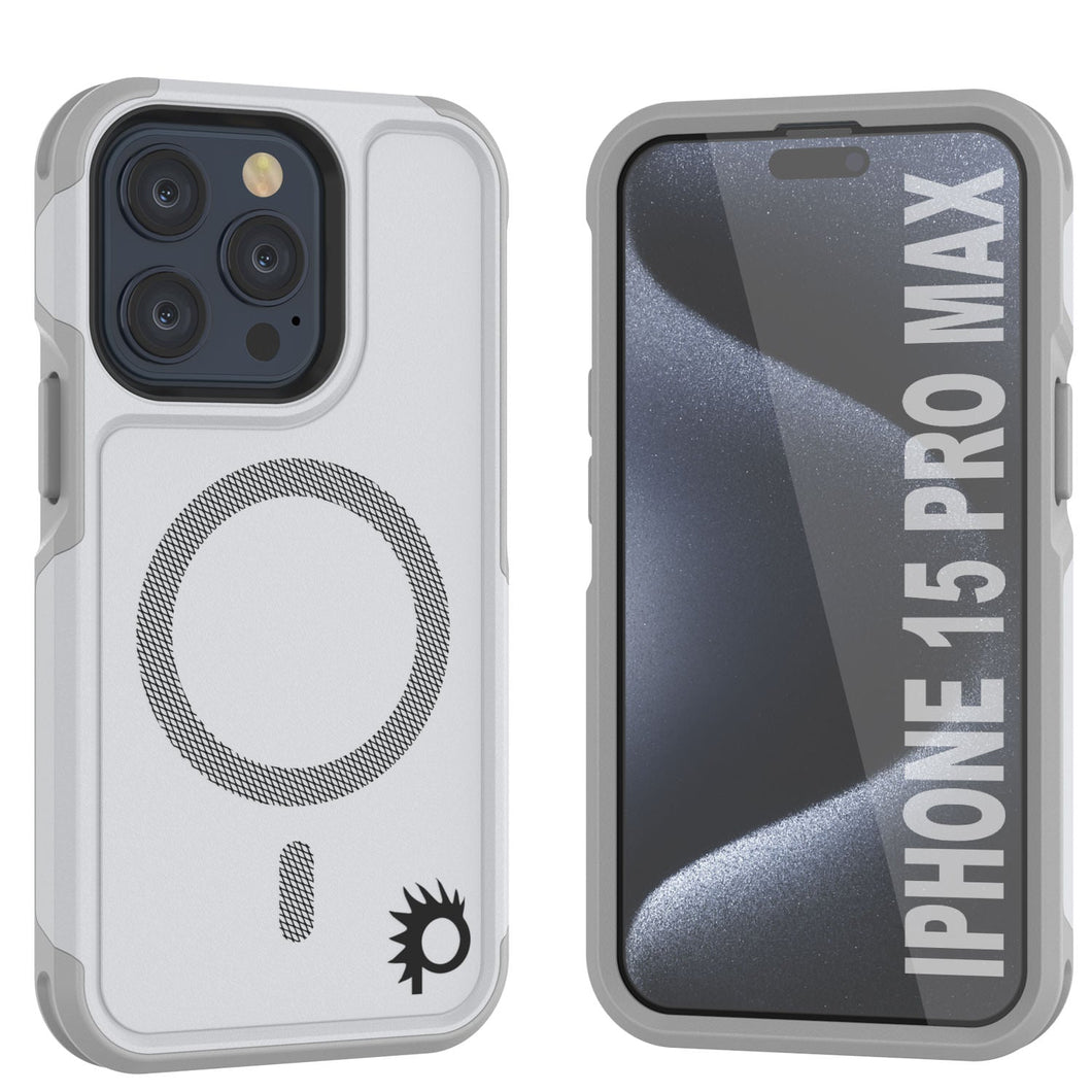 Funda para iPhone 15 Pro Max PunkCase, Serie Spartan 2.0, Cubierta Resistente Transparente de Alta Protección con Protector de Pantalla Incorporado [blanco]
