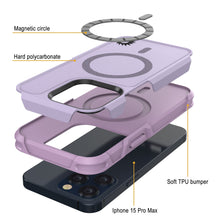 Cargar imagen en el visor de la galería, Funda PunkCase para iPhone 15 Pro Max, [Serie Spartan 2.0] Cubierta resistente transparente de servicio pesado con protector de pantalla incorporado [lila]
