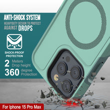 Cargar imagen en el visor de la galería, Funda PunkCase iPhone 15 Pro Max, [Serie Espartana 2.0], Cubierta Transparente Resistente y Duradera con Protector de Pantalla Incorporado [azul verdoso]
