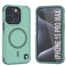Cargar imagen en el visor de la galería, Funda PunkCase iPhone 15 Pro Max, [Serie Espartana 2.0], Cubierta Transparente Resistente y Duradera con Protector de Pantalla Incorporado [azul verdoso]
