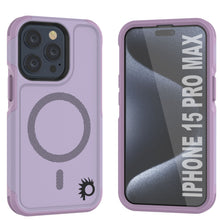 Cargar imagen en el visor de la galería, Funda PunkCase para iPhone 15 Pro Max, [Serie Spartan 2.0] Cubierta resistente transparente de servicio pesado con protector de pantalla incorporado [lila]
