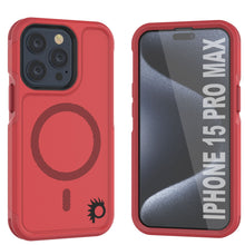 Cargar imagen en el visor de la galería, Cubierta PunkCase para iPhone 15 Pro Max, Serie Spartan 2.0, Transparente, Resistente y Resistente con Protector de Pantalla Incorporado [rojo]
