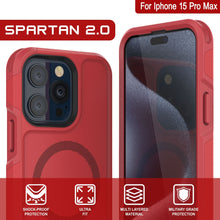 Cargar imagen en el visor de la galería, Cubierta PunkCase para iPhone 15 Pro Max, Serie Spartan 2.0, Transparente, Resistente y Resistente con Protector de Pantalla Incorporado [rojo]
