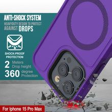Load image into Gallery viewer, Funda PunkCase para iPhone 15 Pro Max, serie Spartan 2.0, resistente y transparente, con protector de pantalla incorporado [color morado].
