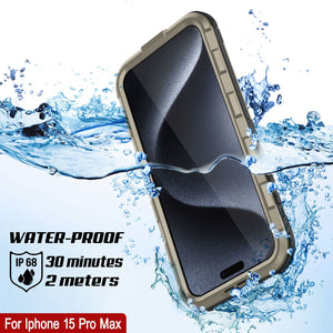 iPhone 15 Pro Max Metal Extreme 2.0 Series Funda impermeable de aluminio IP68 con protector de pantalla incorporado [Dorado]