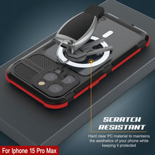 Cargar imagen en el visor de la galería, iPhone 15 Pro Max Metal Extreme 2.0 Series Funda impermeable de aluminio IP68 con protector de pantalla incorporado [Negro-Rojo]
