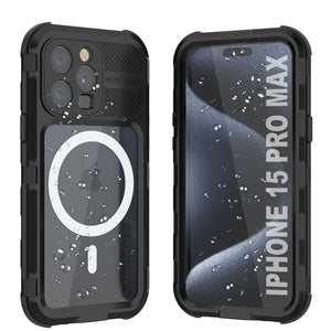 iPhone 15 Pro Max Metal Extreme 2.0 Series Funda impermeable de aluminio IP68 con protector de pantalla incorporado [Negro]