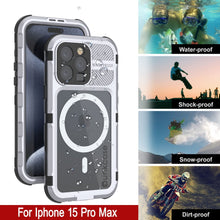 Load image into Gallery viewer, iPhone 15 Pro Max Metal Extreme 2.0 Series Aluminum Waterproof Case IP68 con Protector de Pantalla Incorporado [Blanco]

