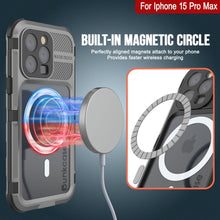Cargar imagen en el visor de la galería, Funda resistente al agua de aluminio de la serie 2.0 Metal Extreme para iPhone 15 Pro Max con protector de pantalla incorporado [Color plata] IP68.

