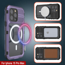 Cargar imagen en el visor de la galería, iPhone 15 Pro Max Metal Extreme 2.0 Series Aluminum Waterproof Case IP68 W/Buillt in Screen Protector [Purple]
Funda resistente al agua de aluminio de la serie Metal Extreme 2.0 para iPhone 15 Pro Max con IP68 y protector de pantalla incorporado [Morado]
