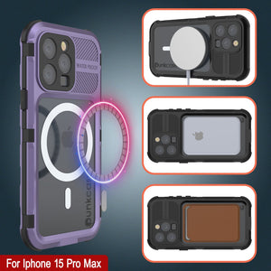 iPhone 15 Pro Max Metal Extreme 2.0 Series Aluminum Waterproof Case IP68 W/Buillt in Screen Protector [Purple]
Funda resistente al agua de aluminio de la serie Metal Extreme 2.0 para iPhone 15 Pro Max con IP68 y protector de pantalla incorporado [Morado]