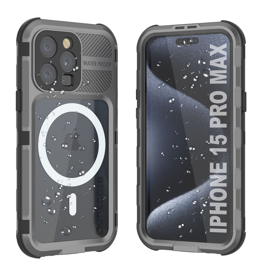Funda resistente al agua de aluminio de la serie 2.0 Metal Extreme para iPhone 15 Pro Max con protector de pantalla incorporado [Color plata] IP68.