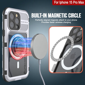 iPhone 15 Pro Max Metal Extreme 2.0 Series Aluminum Waterproof Case IP68 con Protector de Pantalla Incorporado [Blanco]