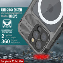 Cargar imagen en el visor de la galería, Funda resistente al agua de aluminio de la serie 2.0 Metal Extreme para iPhone 15 Pro Max con protector de pantalla incorporado [Color plata] IP68.
