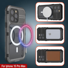 Cargar imagen en el visor de la galería, Funda resistente al agua de aluminio de la serie 2.0 Metal Extreme para iPhone 15 Pro Max con protector de pantalla incorporado [Color plata] IP68.
