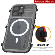 Cargar imagen en el visor de la galería, Funda resistente al agua de aluminio de la serie 2.0 Metal Extreme para iPhone 15 Pro Max con protector de pantalla incorporado [Color plata] IP68.
