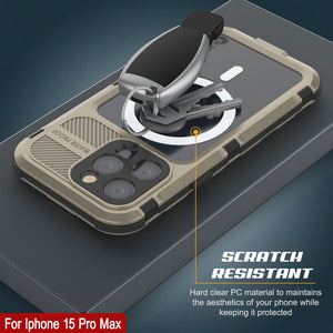 iPhone 15 Pro Max Metal Extreme 2.0 Series Funda impermeable de aluminio IP68 con protector de pantalla incorporado [Dorado]