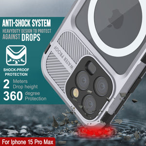 iPhone 15 Pro Max Metal Extreme 2.0 Series Aluminum Waterproof Case IP68 con Protector de Pantalla Incorporado [Blanco]
