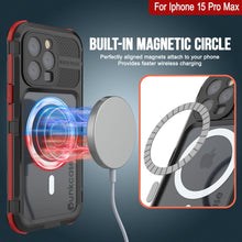 Cargar imagen en el visor de la galería, iPhone 15 Pro Max Metal Extreme 2.0 Series Funda impermeable de aluminio IP68 con protector de pantalla incorporado [Negro-Rojo]
