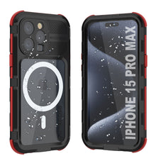 Cargar imagen en el visor de la galería, iPhone 15 Pro Max Metal Extreme 2.0 Series Funda impermeable de aluminio IP68 con protector de pantalla incorporado [Negro-Rojo]
