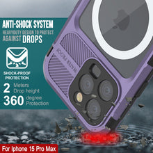 Cargar imagen en el visor de la galería, iPhone 15 Pro Max Metal Extreme 2.0 Series Aluminum Waterproof Case IP68 W/Buillt in Screen Protector [Purple]
Funda resistente al agua de aluminio de la serie Metal Extreme 2.0 para iPhone 15 Pro Max con IP68 y protector de pantalla incorporado [Morado]
