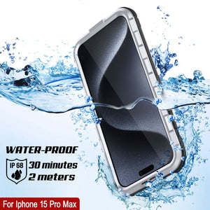 iPhone 15 Pro Max Metal Extreme 2.0 Series Aluminum Waterproof Case IP68 con Protector de Pantalla Incorporado [Blanco]