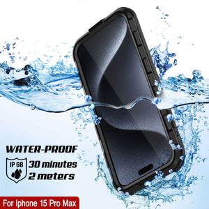 iPhone 15 Pro Max Metal Extreme 2.0 Series Funda impermeable de aluminio IP68 con protector de pantalla incorporado [Negro]