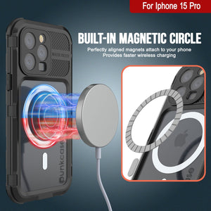 iPhone 15 Pro Metal Extreme 2.0 Serie Funda de Aluminio Impermeable IP68 con Protector de Pantalla Incorporado [Negro]