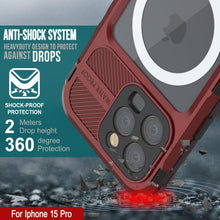 Load image into Gallery viewer, iPhone 15 Pro Metal Extreme 2.0 Series Aluminum Waterproof Case IP68 con Protector de Pantalla Incorporado [Rojo-Negro]
