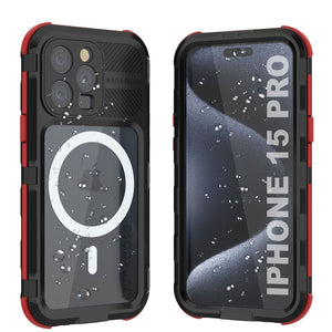 iPhone 15 Pro Metal Extreme 2.0 Series Aluminum Waterproof Case IP68 W/Buillt in Screen Protector [Black-Red]

Funda impermeable de aluminio de la serie Metal Extreme 2.0 para iPhone 15 Pro con IP68, con protector de pantalla incorporado [Negro-Rojo].