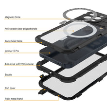 Load image into Gallery viewer, iPhone 15 Pro Metal Extreme 2.0 Serie Funda de Aluminio Impermeable IP68 con Protector de Pantalla Incorporado [Negro]
