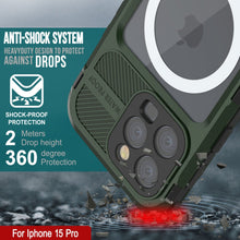 Load image into Gallery viewer, iPhone 15 Pro Metal Extreme 2.0 Series Aluminum Waterproof Case IP68 con Protector de Pantalla Incorporado [Verde Oscuro]
