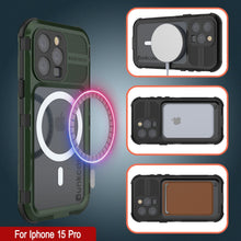 Load image into Gallery viewer, iPhone 15 Pro Metal Extreme 2.0 Series Aluminum Waterproof Case IP68 con Protector de Pantalla Incorporado [Verde Oscuro]
