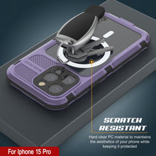 Cargar imagen en el visor de la galería, Funda impermeable de aluminio serie Metal Extreme 2.0 para iPhone 15 Pro con clasificación IP68 y protector de pantalla incorporado [morado].
