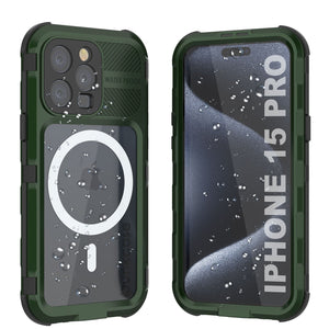 iPhone 15 Pro Metal Extreme 2.0 Series Aluminum Waterproof Case IP68 con Protector de Pantalla Incorporado [Verde Oscuro]