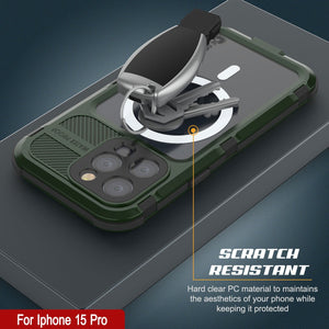 iPhone 15 Pro Metal Extreme 2.0 Series Aluminum Waterproof Case IP68 con Protector de Pantalla Incorporado [Verde Oscuro]