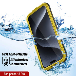 iPhone 15 Pro Metal Extreme 2.0 Series Aluminum Waterproof Case IP68 con protector de pantalla incorporado [Amarillo]